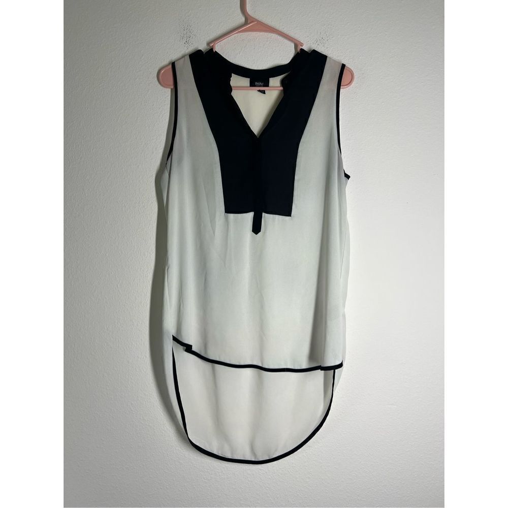 Mossimo High Low Sleeveless Top M Black White